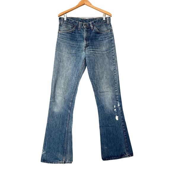 VTG 70s Levis 646 Jeans Mens 32x34 Flare Bootcut Distressed Talon Orange Tab - Picture 1 of 9